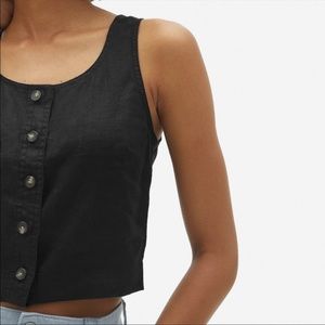 EVERLANE The Linen Button-Front Crop Tank